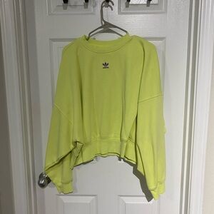Adidas Neon Yellow Long Sleeve Originals Essentials Crewneck Sweatshirt